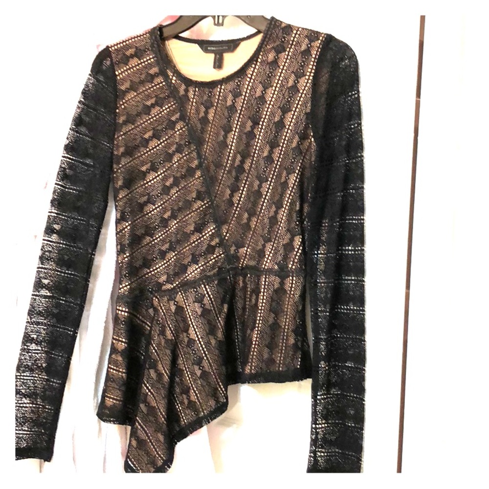 Peplum top, black with nude